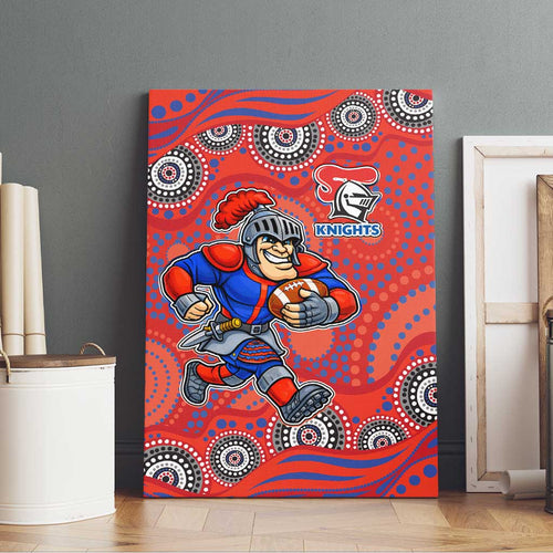 Newcastle Knights Canvas Wall Art Aboriginal Dot Pattern - Rugby Mascot Heritage Pride