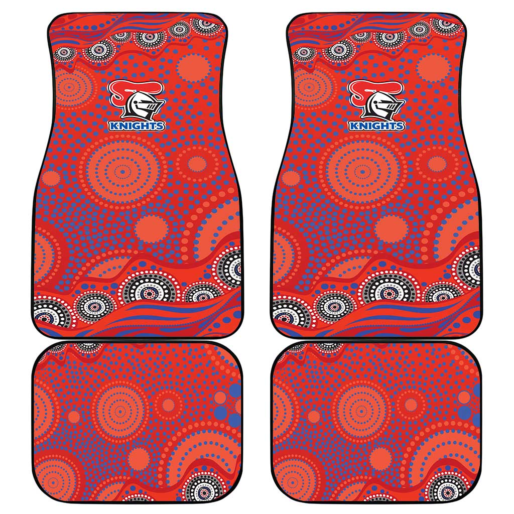 Newcastle Knights Car Mats Aboriginal Dot Pattern - Rugby Mascot Heritage Pride