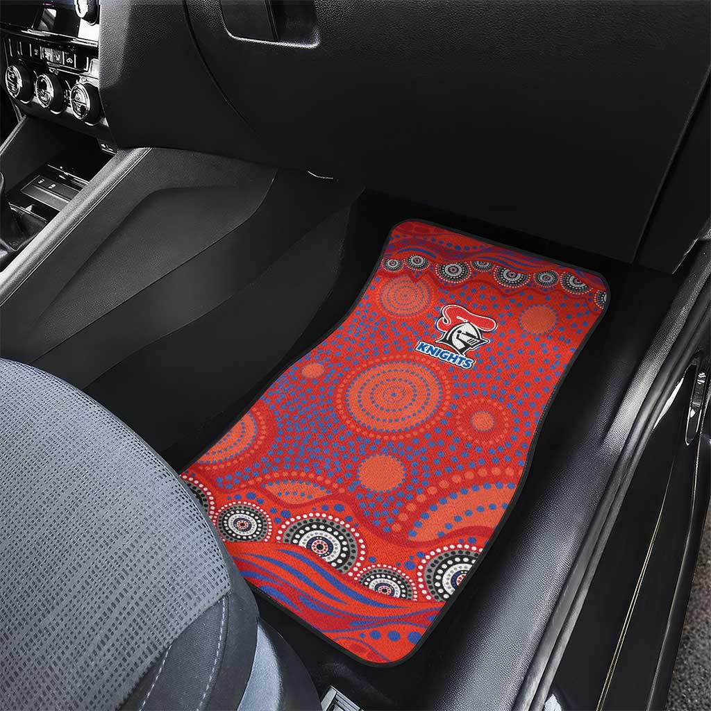 Newcastle Knights Car Mats Aboriginal Dot Pattern - Rugby Mascot Heritage Pride