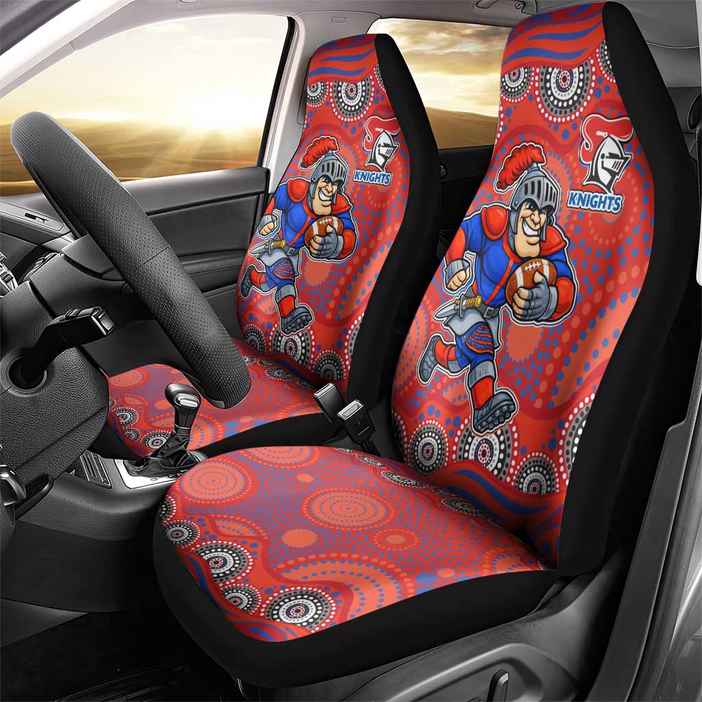 Newcastle Knights Car Seat Cover Aboriginal Dot Pattern - Rugby Mascot Heritage Pride