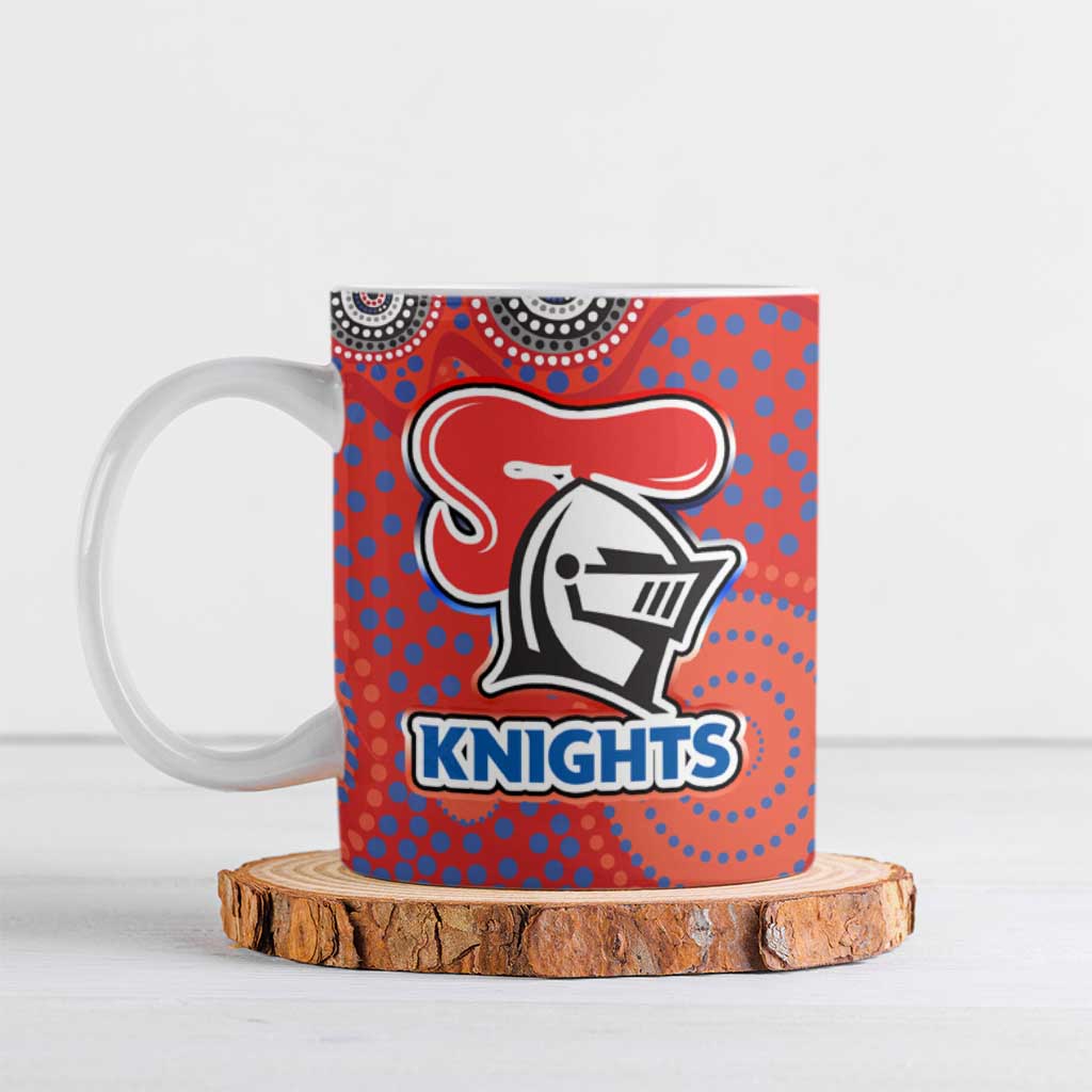 Newcastle Knights Ceramic Mug Aboriginal Dot Pattern - Rugby Mascot Heritage Pride