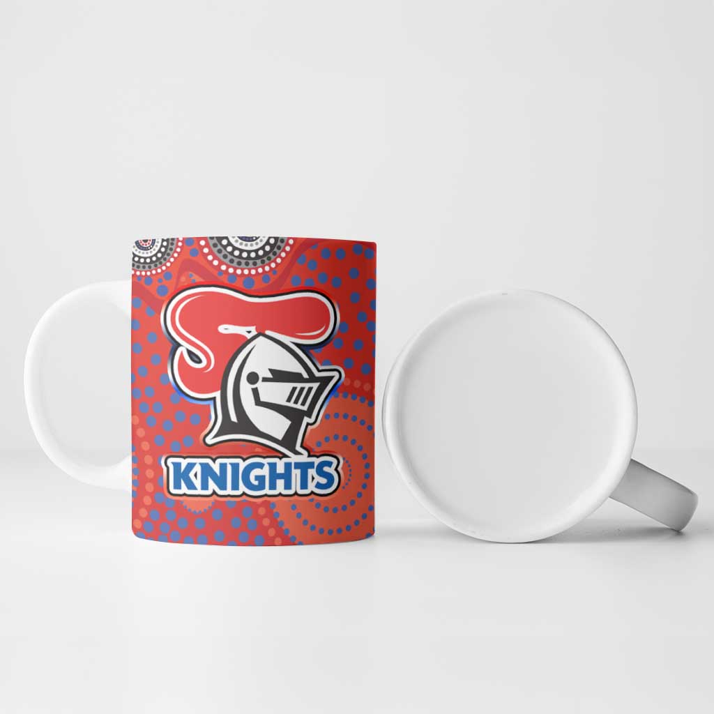 Newcastle Knights Ceramic Mug Aboriginal Dot Pattern - Rugby Mascot Heritage Pride