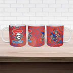 Newcastle Knights Ceramic Mug Aboriginal Dot Pattern - Rugby Mascot Heritage Pride