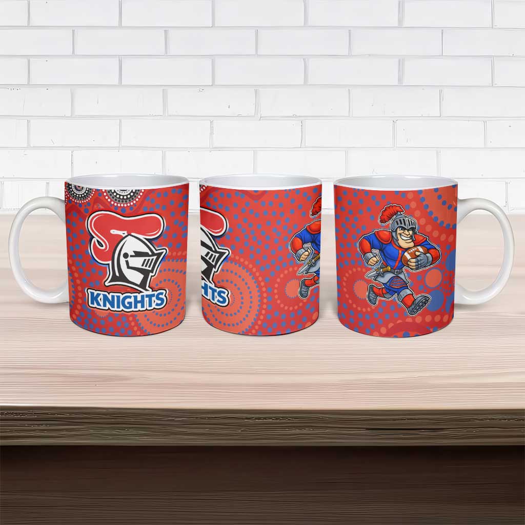 Newcastle Knights Ceramic Mug Aboriginal Dot Pattern - Rugby Mascot Heritage Pride