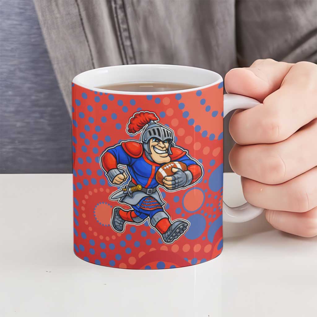 Newcastle Knights Ceramic Mug Aboriginal Dot Pattern - Rugby Mascot Heritage Pride
