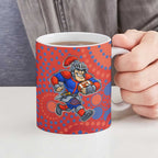 Newcastle Knights Ceramic Mug Aboriginal Dot Pattern - Rugby Mascot Heritage Pride