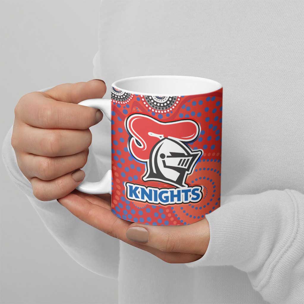 Newcastle Knights Ceramic Mug Aboriginal Dot Pattern - Rugby Mascot Heritage Pride