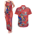 Newcastle Knights Couples Matching Tank Maxi Dress and Hawaiian Shirt Aboriginal Dot Pattern - Rugby Mascot Heritage Pride