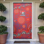 Newcastle Knights Door Cover Aboriginal Dot Pattern - Rugby Mascot Heritage Pride