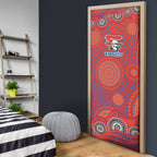 Newcastle Knights Door Cover Aboriginal Dot Pattern - Rugby Mascot Heritage Pride