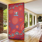 Newcastle Knights Door Cover Aboriginal Dot Pattern - Rugby Mascot Heritage Pride