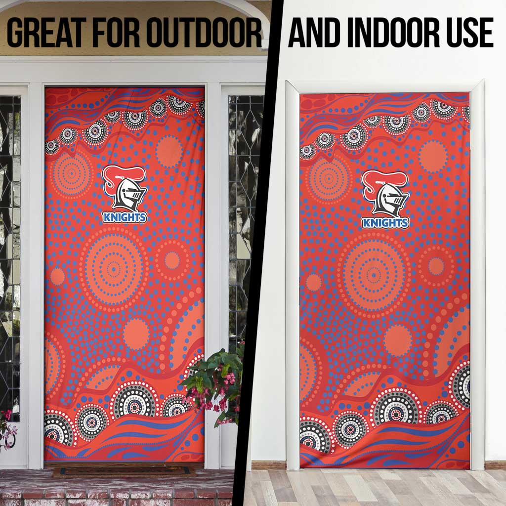 Newcastle Knights Door Cover Aboriginal Dot Pattern - Rugby Mascot Heritage Pride