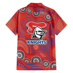 Newcastle Knights Family Matching Mermaid Dress and Hawaiian Shirt Aboriginal Dot Pattern - Rugby Mascot Heritage Pride