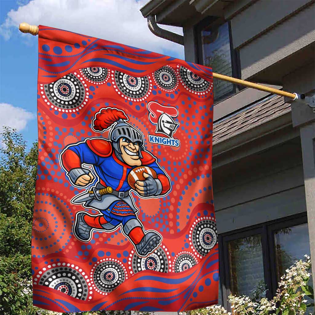 Newcastle Knights Garden Flag Aboriginal Dot Pattern - Rugby Mascot Heritage Pride