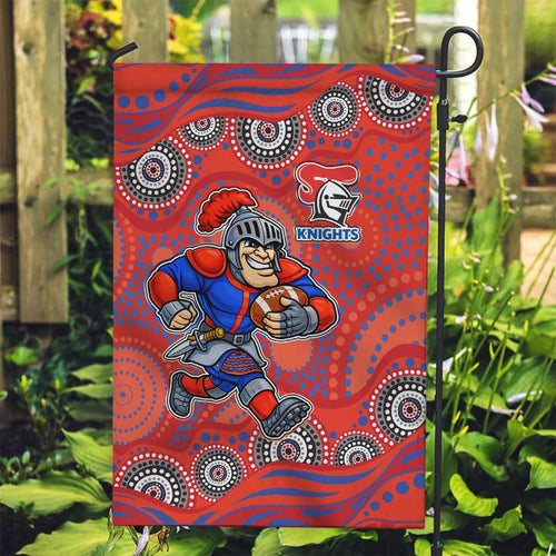 Newcastle Knights Garden Flag Aboriginal Dot Pattern - Rugby Mascot Heritage Pride