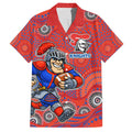 Newcastle Knights Hawaiian Shirt Aboriginal Dot Pattern - Rugby Mascot Heritage Pride