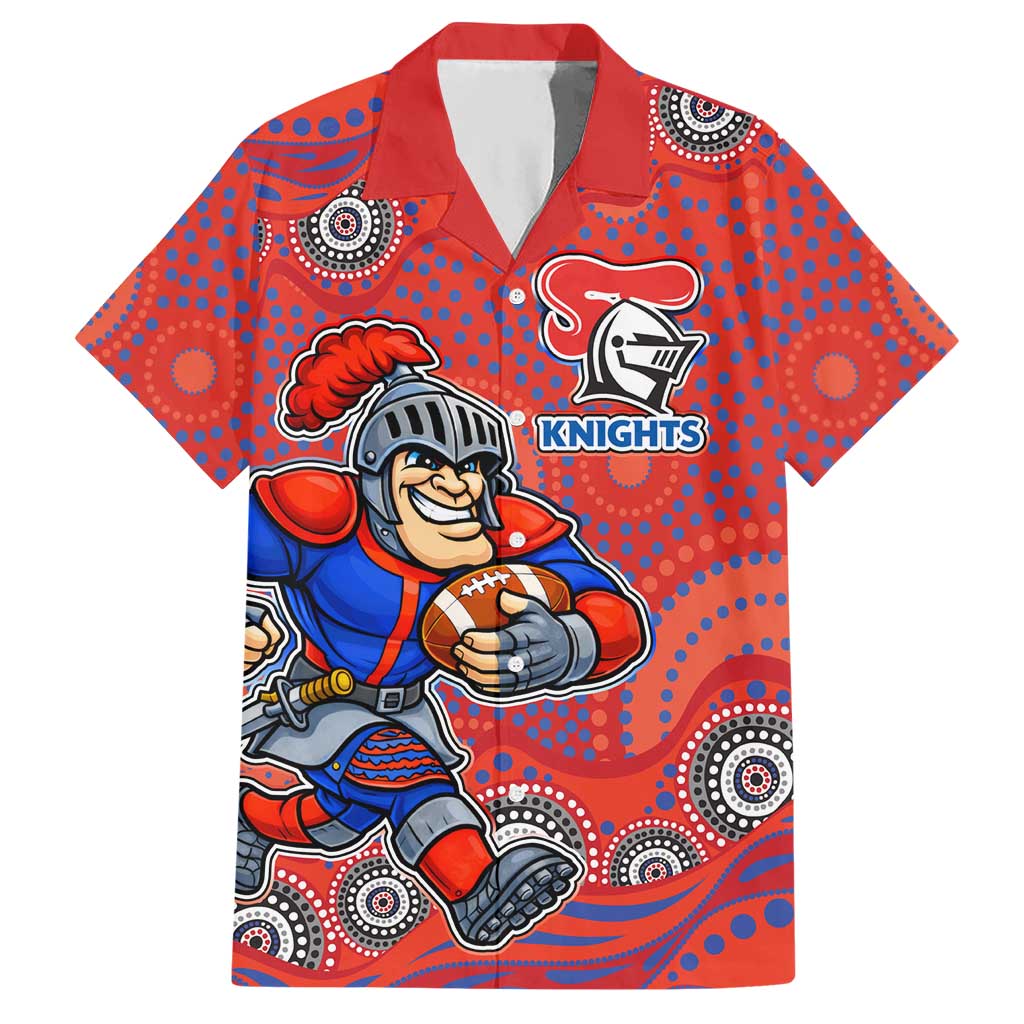Newcastle Knights Hawaiian Shirt Aboriginal Dot Pattern - Rugby Mascot Heritage Pride