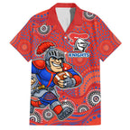 Newcastle Knights Hawaiian Shirt Aboriginal Dot Pattern - Rugby Mascot Heritage Pride