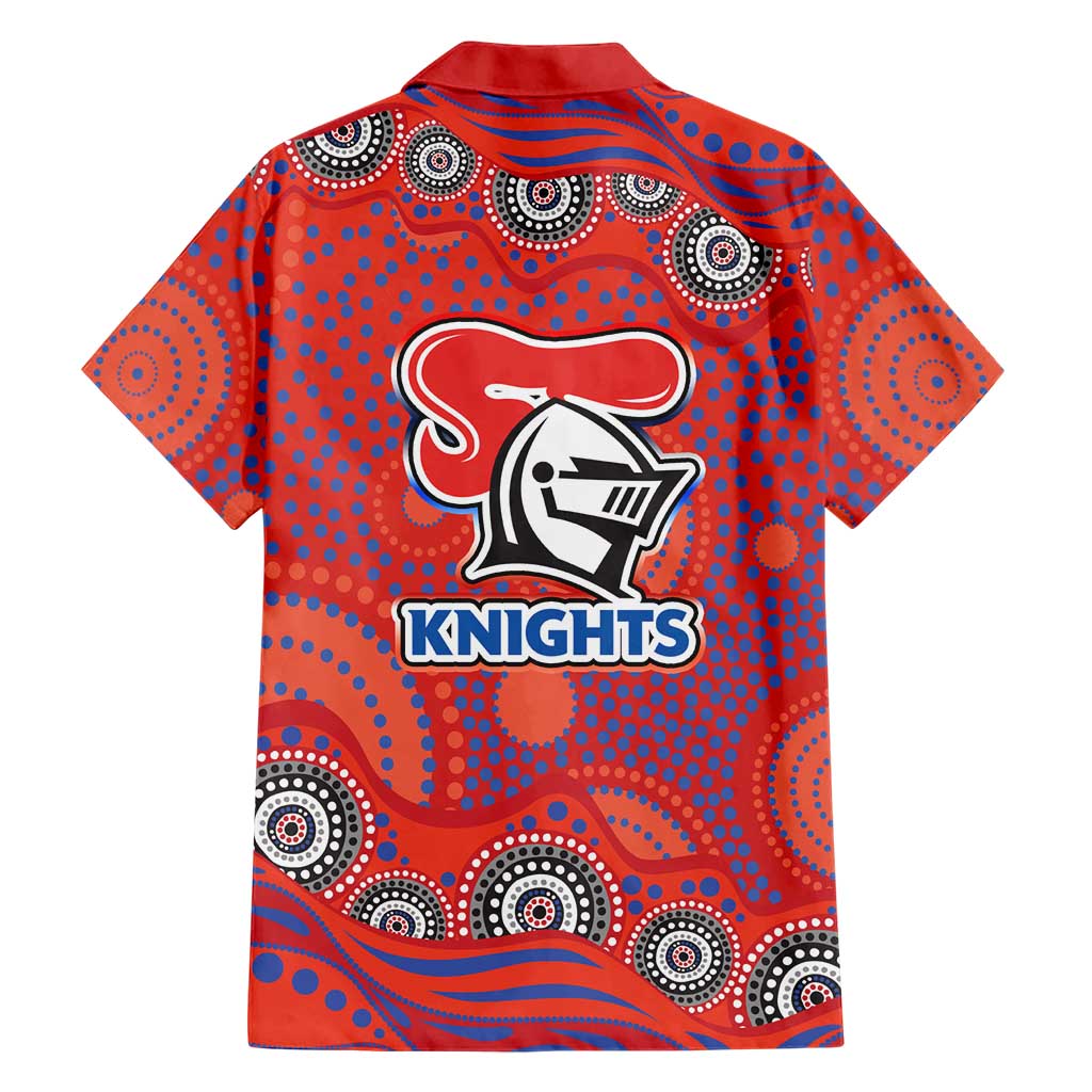 Newcastle Knights Hawaiian Shirt Aboriginal Dot Pattern - Rugby Mascot Heritage Pride