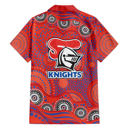 Newcastle Knights Hawaiian Shirt Aboriginal Dot Pattern - Rugby Mascot Heritage Pride