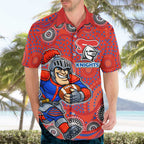 Newcastle Knights Hawaiian Shirt Aboriginal Dot Pattern - Rugby Mascot Heritage Pride