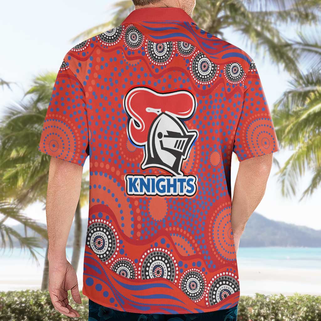 Newcastle Knights Hawaiian Shirt Aboriginal Dot Pattern - Rugby Mascot Heritage Pride