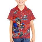 Newcastle Knights Hawaiian Shirt Aboriginal Dot Pattern - Rugby Mascot Heritage Pride
