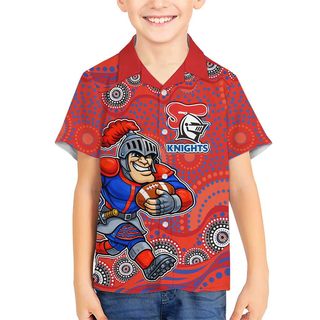 Newcastle Knights Hawaiian Shirt Aboriginal Dot Pattern - Rugby Mascot Heritage Pride