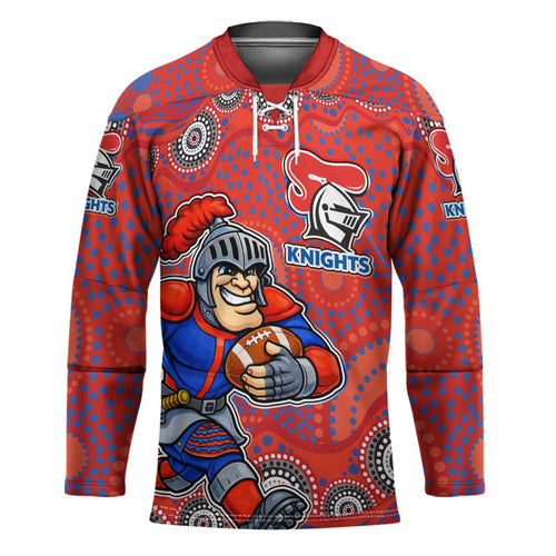 Newcastle Knights Hockey Jersey Aboriginal Dot Pattern - Rugby Mascot Heritage Pride