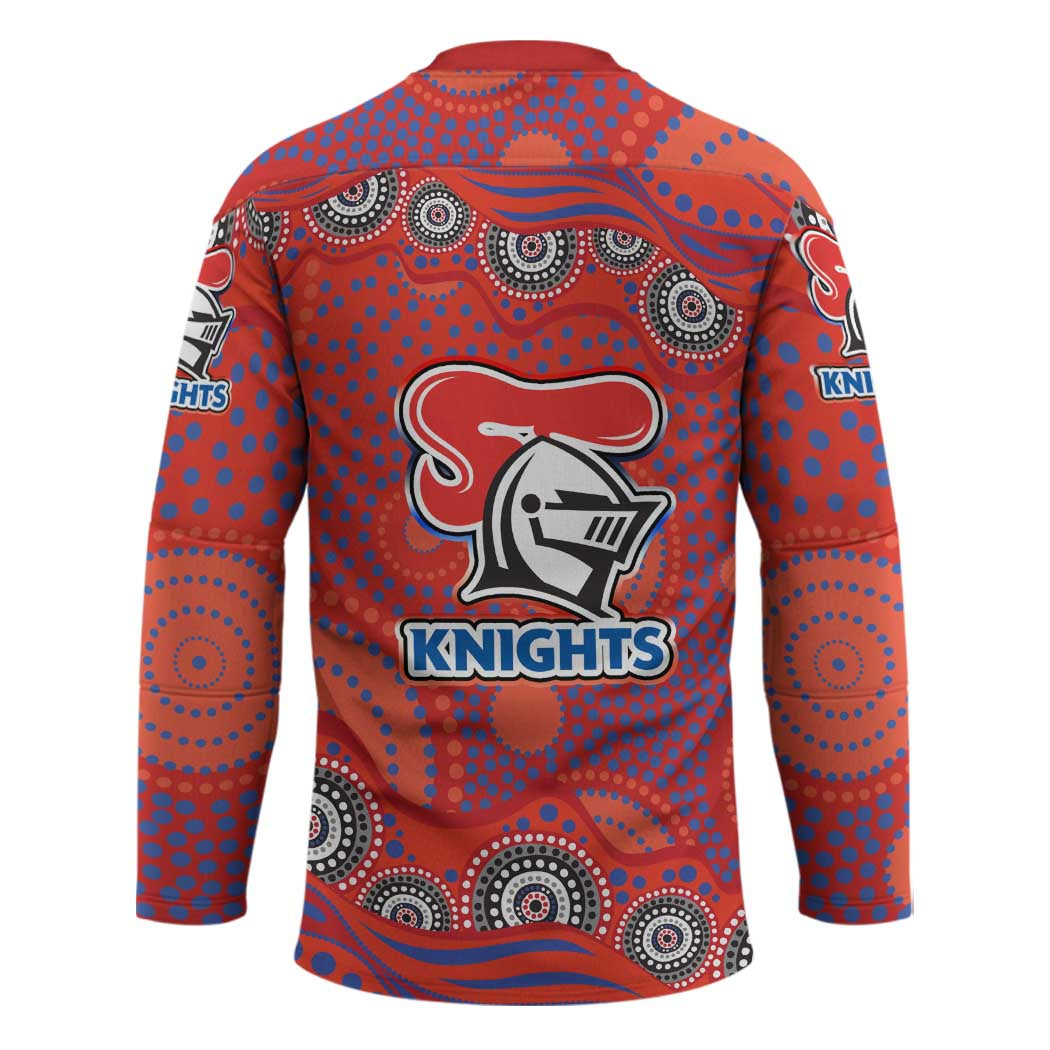 Newcastle Knights Hockey Jersey Aboriginal Dot Pattern - Rugby Mascot Heritage Pride