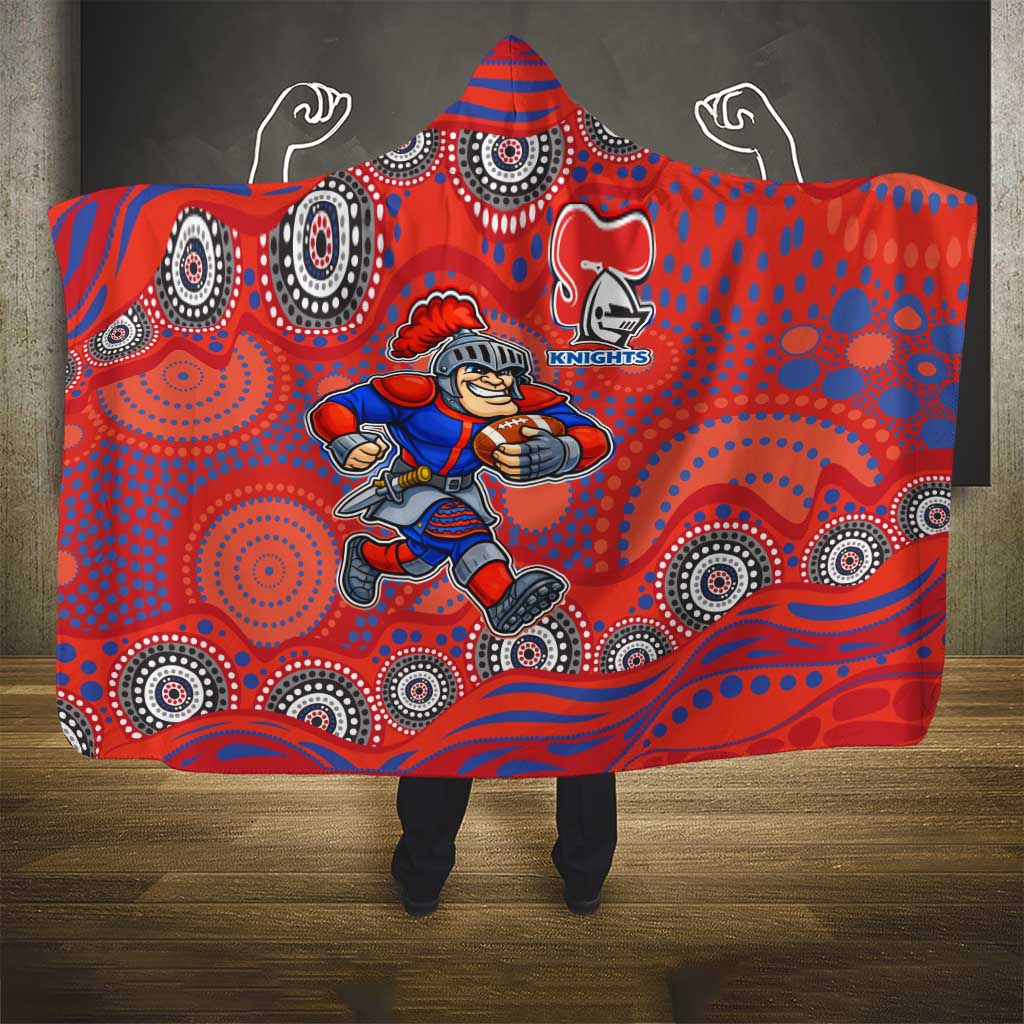 Newcastle Knights Hooded Blanket Aboriginal Dot Pattern - Rugby Mascot Heritage Pride