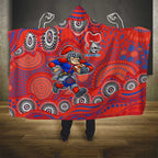 Newcastle Knights Hooded Blanket Aboriginal Dot Pattern - Rugby Mascot Heritage Pride