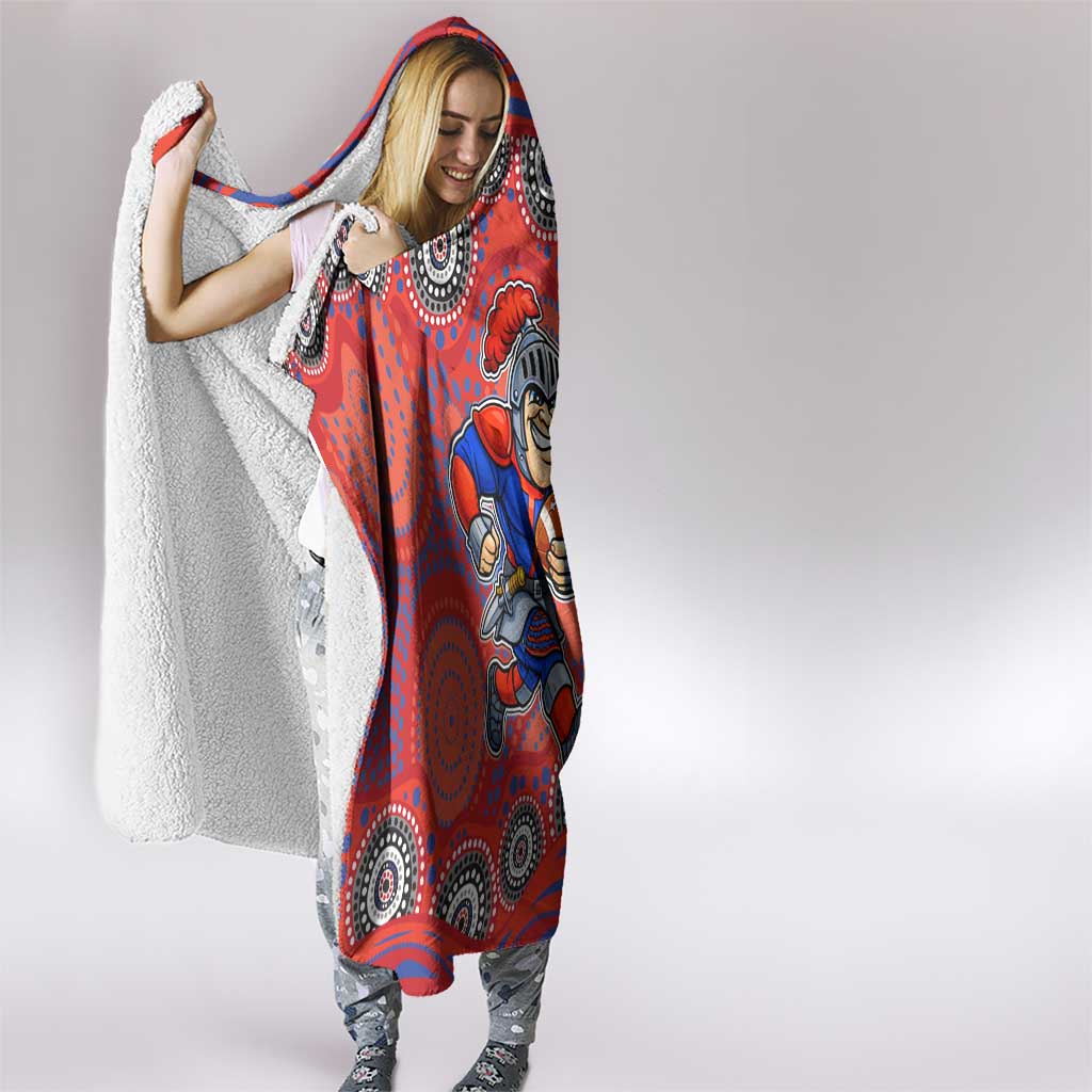 Newcastle Knights Hooded Blanket Aboriginal Dot Pattern - Rugby Mascot Heritage Pride