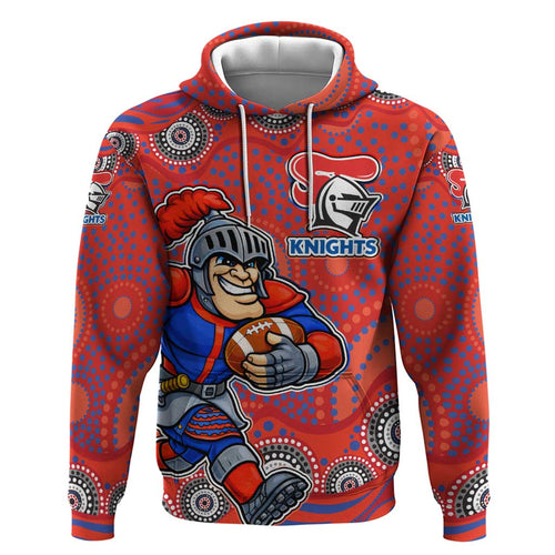 Newcastle Knights Hoodie Aboriginal Dot Pattern - Rugby Mascot Heritage Pride