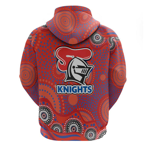 Newcastle Knights Hoodie Aboriginal Dot Pattern - Rugby Mascot Heritage Pride
