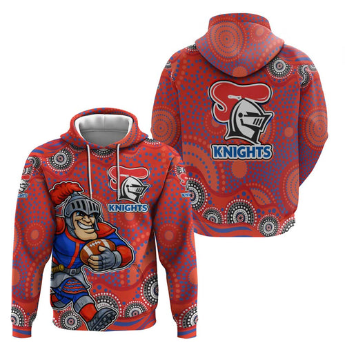 Newcastle Knights Hoodie Aboriginal Dot Pattern - Rugby Mascot Heritage Pride
