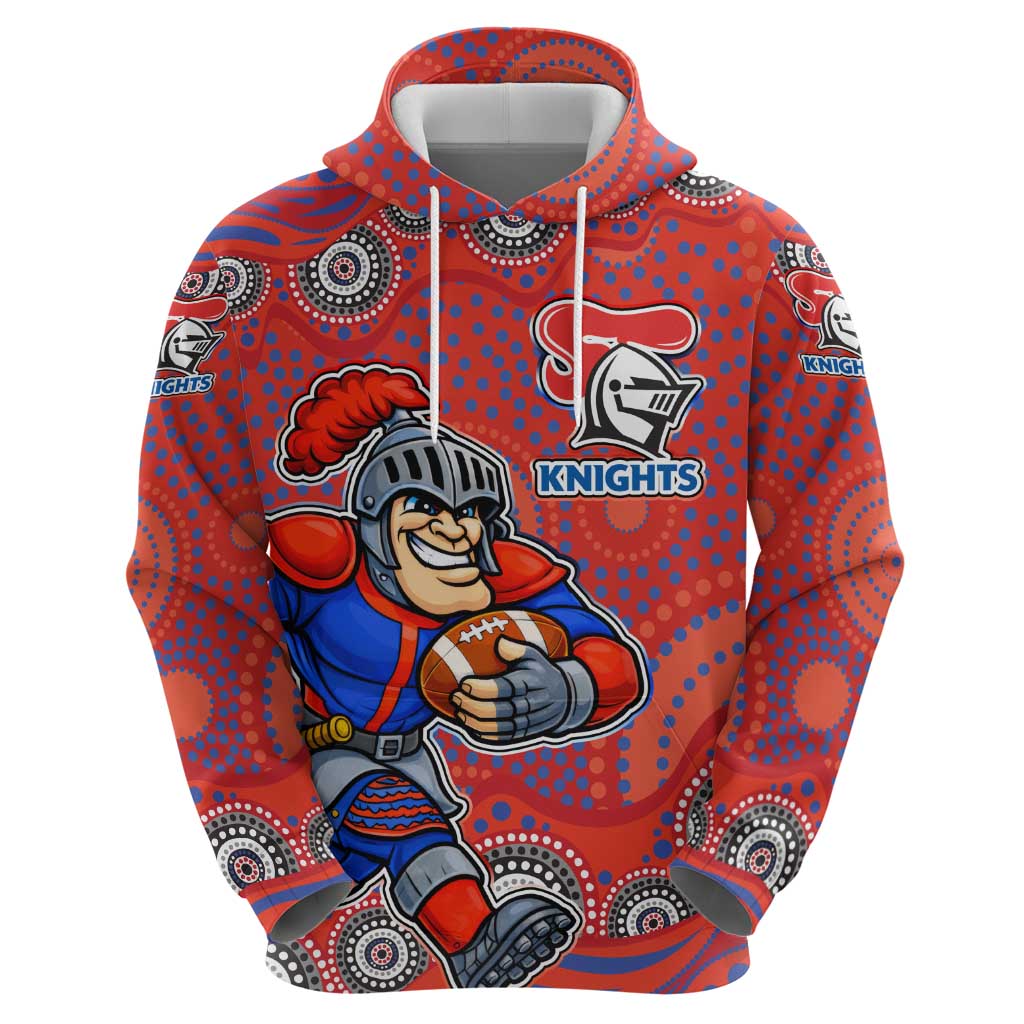 Newcastle Knights Hoodie Aboriginal Dot Pattern - Rugby Mascot Heritage Pride