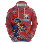 Newcastle Knights Hoodie Aboriginal Dot Pattern - Rugby Mascot Heritage Pride