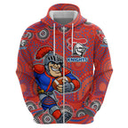 Newcastle Knights Hoodie Aboriginal Dot Pattern - Rugby Mascot Heritage Pride