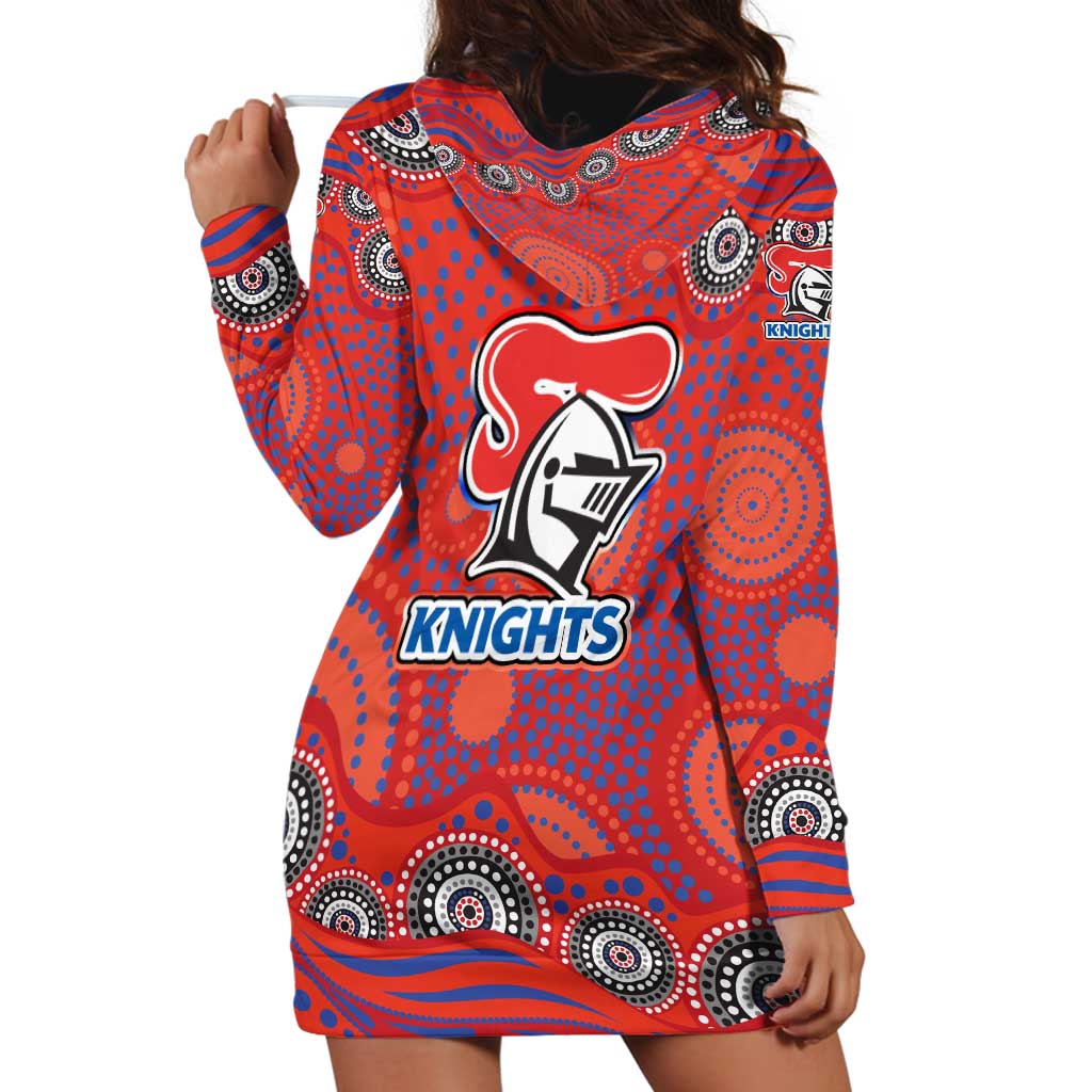 Newcastle Knights Hoodie Dress Aboriginal Dot Pattern - Rugby Mascot Heritage Pride