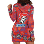 Newcastle Knights Hoodie Dress Aboriginal Dot Pattern - Rugby Mascot Heritage Pride