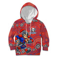 Newcastle Knights Kid Hoodie Aboriginal Dot Pattern - Rugby Mascot Heritage Pride