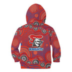 Newcastle Knights Kid Hoodie Aboriginal Dot Pattern - Rugby Mascot Heritage Pride