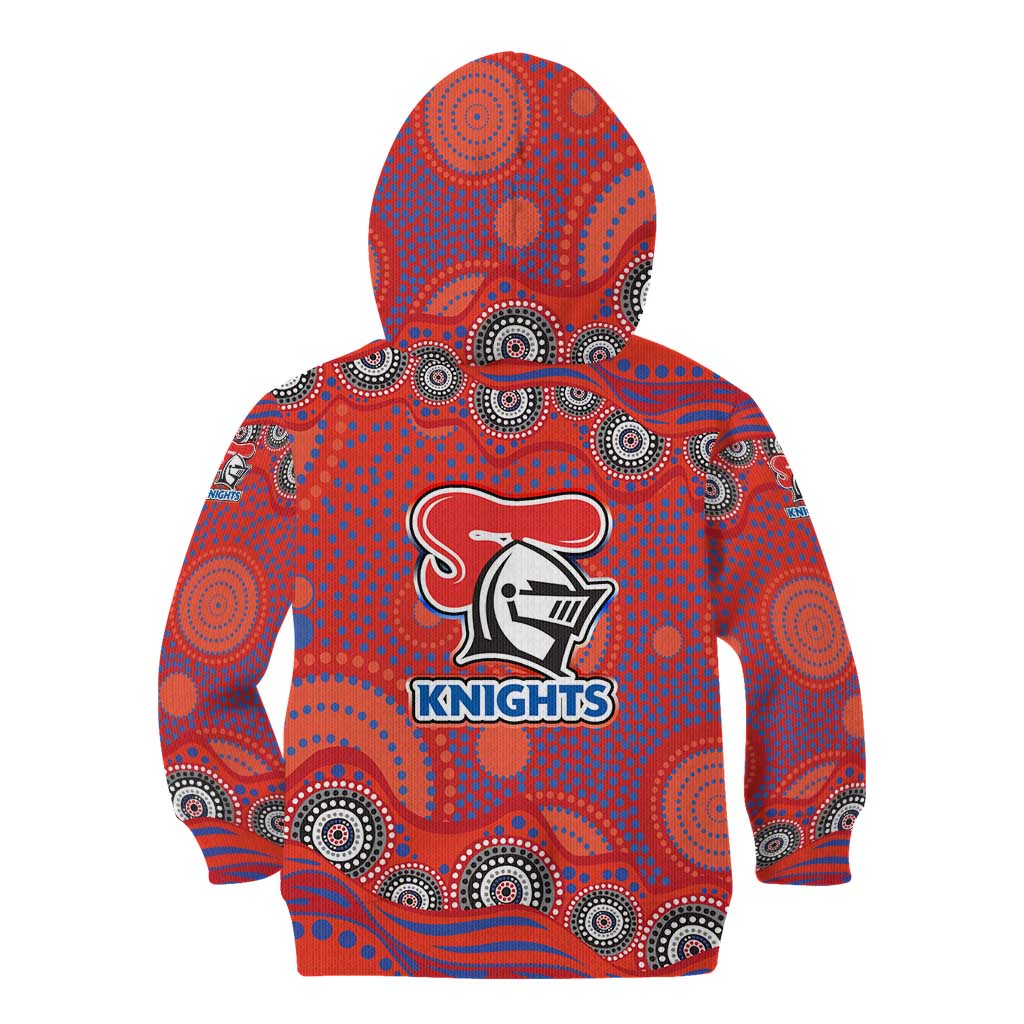 Newcastle Knights Kid Hoodie Aboriginal Dot Pattern - Rugby Mascot Heritage Pride
