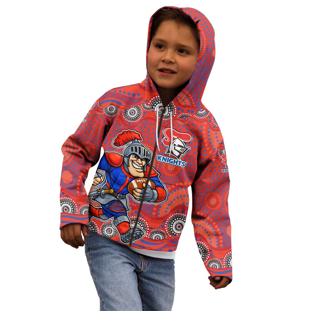 Newcastle Knights Kid Hoodie Aboriginal Dot Pattern - Rugby Mascot Heritage Pride