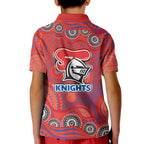 Newcastle Knights Kid Polo Shirt Aboriginal Dot Pattern - Rugby Mascot Heritage Pride