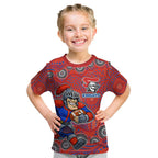 Newcastle Knights Kid T Shirt Aboriginal Dot Pattern - Rugby Mascot Heritage Pride