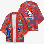 Newcastle Knights Kimono Aboriginal Dot Pattern - Rugby Mascot Heritage Pride