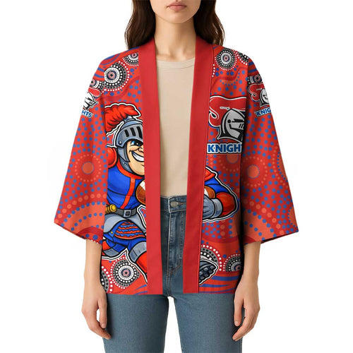 Newcastle Knights Kimono Aboriginal Dot Pattern - Rugby Mascot Heritage Pride