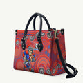 Newcastle Knights Leather Bag Aboriginal Dot Pattern - Rugby Mascot Heritage Pride